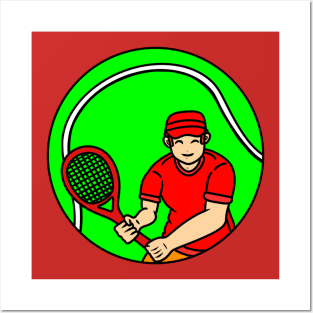 Cartoon tennis player boy Posters and Art